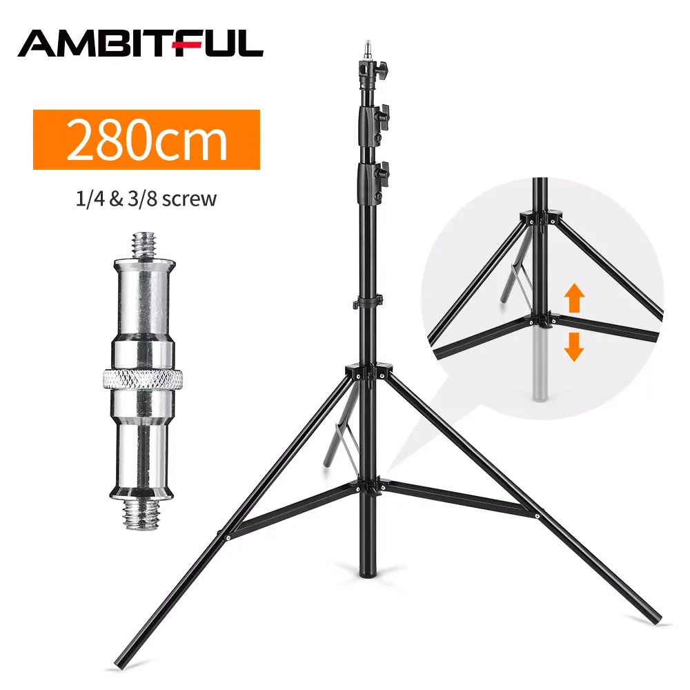 

Improved 2.8 Meter / 9 ft Heavy Duty Impact Air Cushioned Video Studio Light Stand,Telescopic Support in the Middle,More Stable