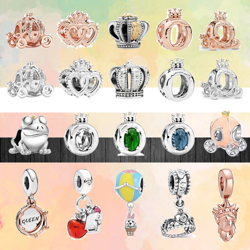 

New Trend Crown Carriage Inlaid Zircon Hollow Fashion Beads Fit Original Pandora Charms Silver Color Bracelets Women DIY Jewelry