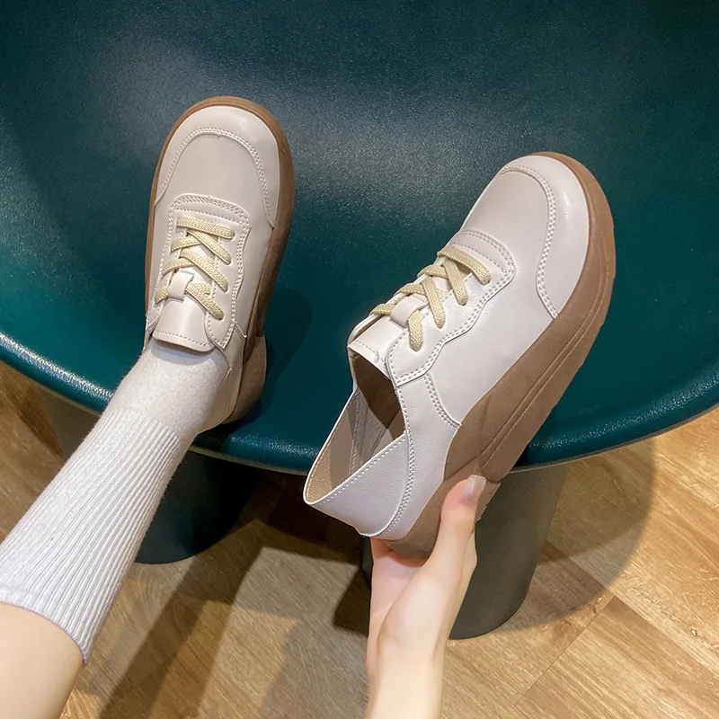 Кроссовки женские с круглым носком дышащие лоферы на шнуровке Повседневная