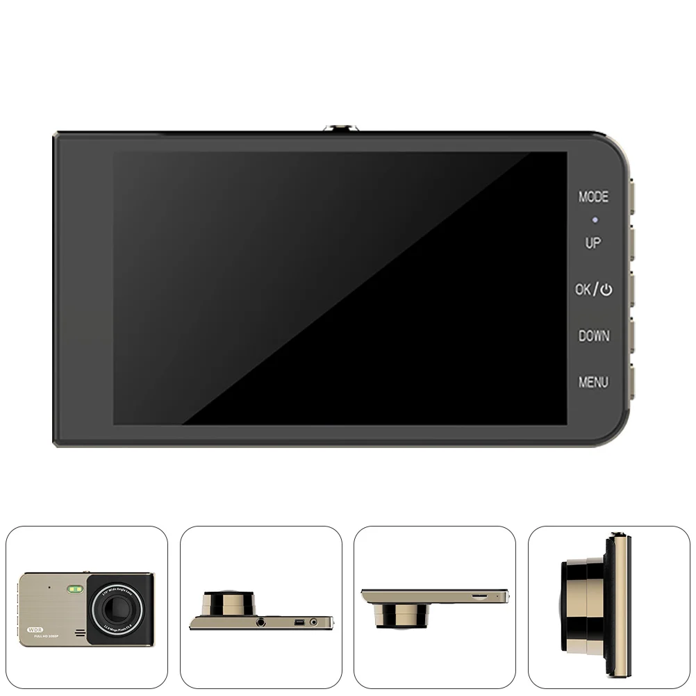 

4in Touch Screen Driving Camera Practical 1080P Dual Lens Dash Cam (Golden)
