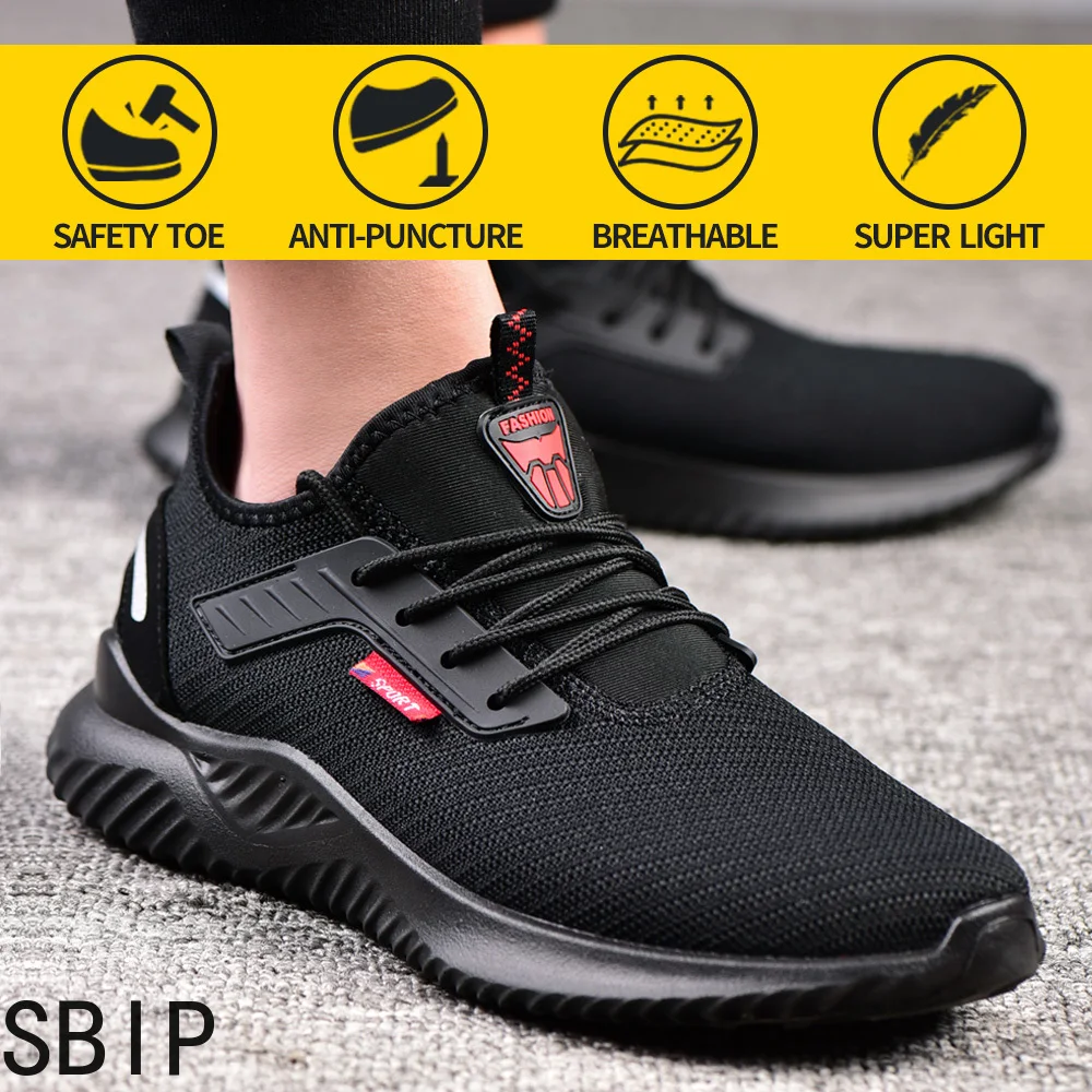 

Work Safety Shoes Anti-Smashing Steel Toe Puncture Proof Construction Lightweight Breathable Sneakers shoes Men Women is Light