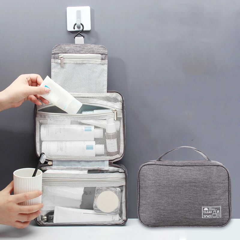 

Waterproof Portable Zipper Cosmetic Bag beauty Case Make Up Purse Hanging Travel Wash Pouch Storage Bags Organizer Bags