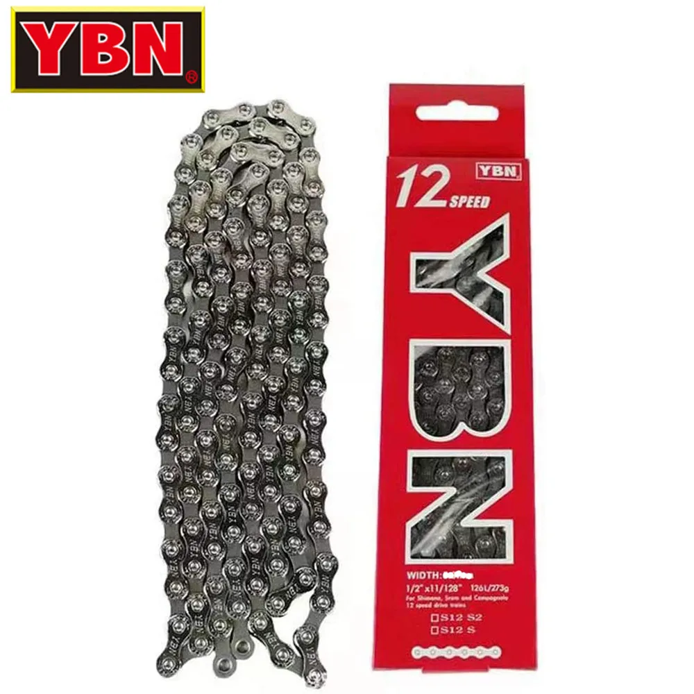 

YBN Original MTB Road Bicycle Chain With Missing Link 12 Speed Chains 126 Links 12S Mountain Bike 12V Chain For Shimano Sram