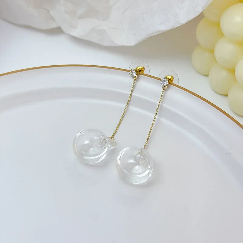 Прозрачные стеклянные бусины длинные круглые подвески серьги солнцезащитные