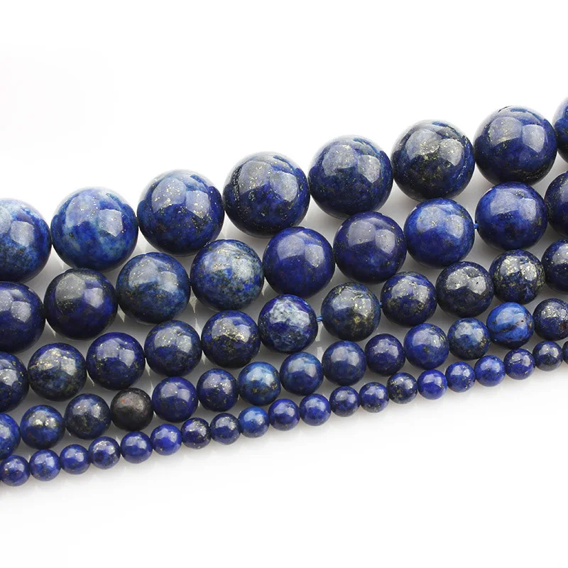 

1 Strands 15"(37~38cm) Round Natural Lapis Lazuli Stone Rock 4mm 6mm 8mm 10mm 12mm Beads Lot for Jewelry Making DIY Bracelet