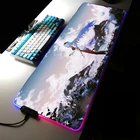Игровой коврик для мыши Genshin Impact Ganyu RGB, коврик для мыши XXL со светодиодной подсветкой для клавиатуры, игровой коврик для клавиатуры, Аниме Коврик для мыши 250x350 мм