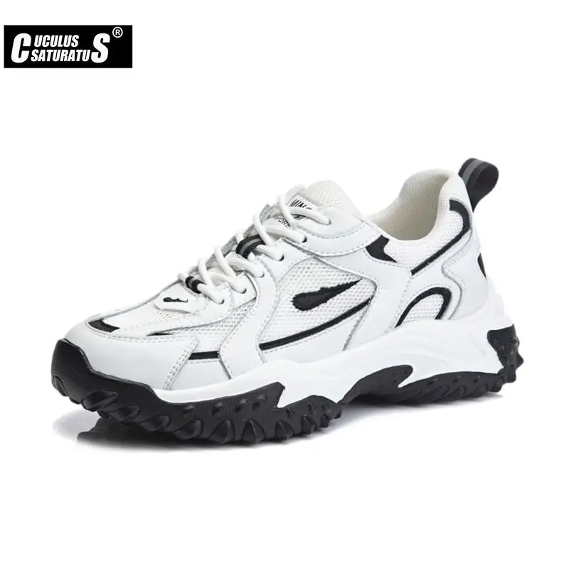 

Женские кроссовки на толстой подошве, кроссовки из натуральной кожи на танкетке, дизайнерская спортивная обувь, 2022