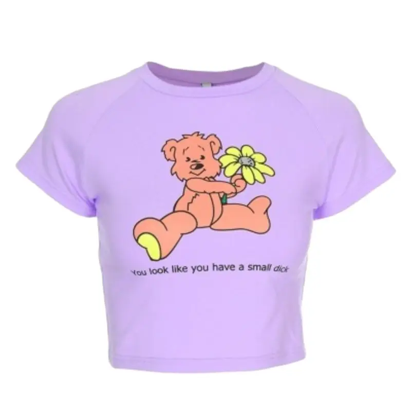 

2021 Hot Women's Slim Animation Bear Print Short T-Shirt