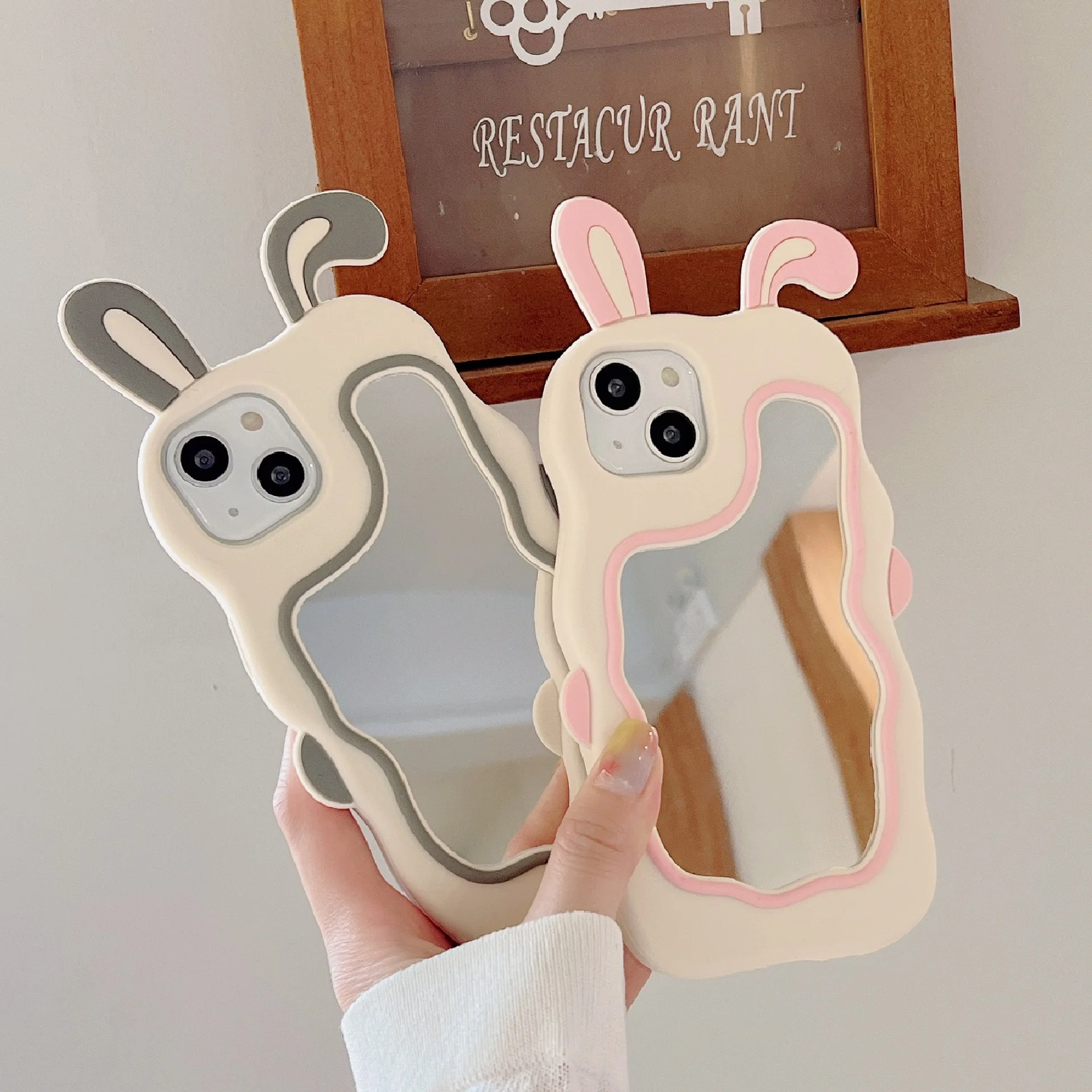

For iphone14promax 13 12 11 x series personality creative cartoon rabbit mirror all-inclusive fall-proof phone case