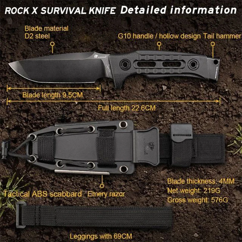 Ручной портативный нож Hando в дикой природе модель D2 сталь для альпинизма кемпинга