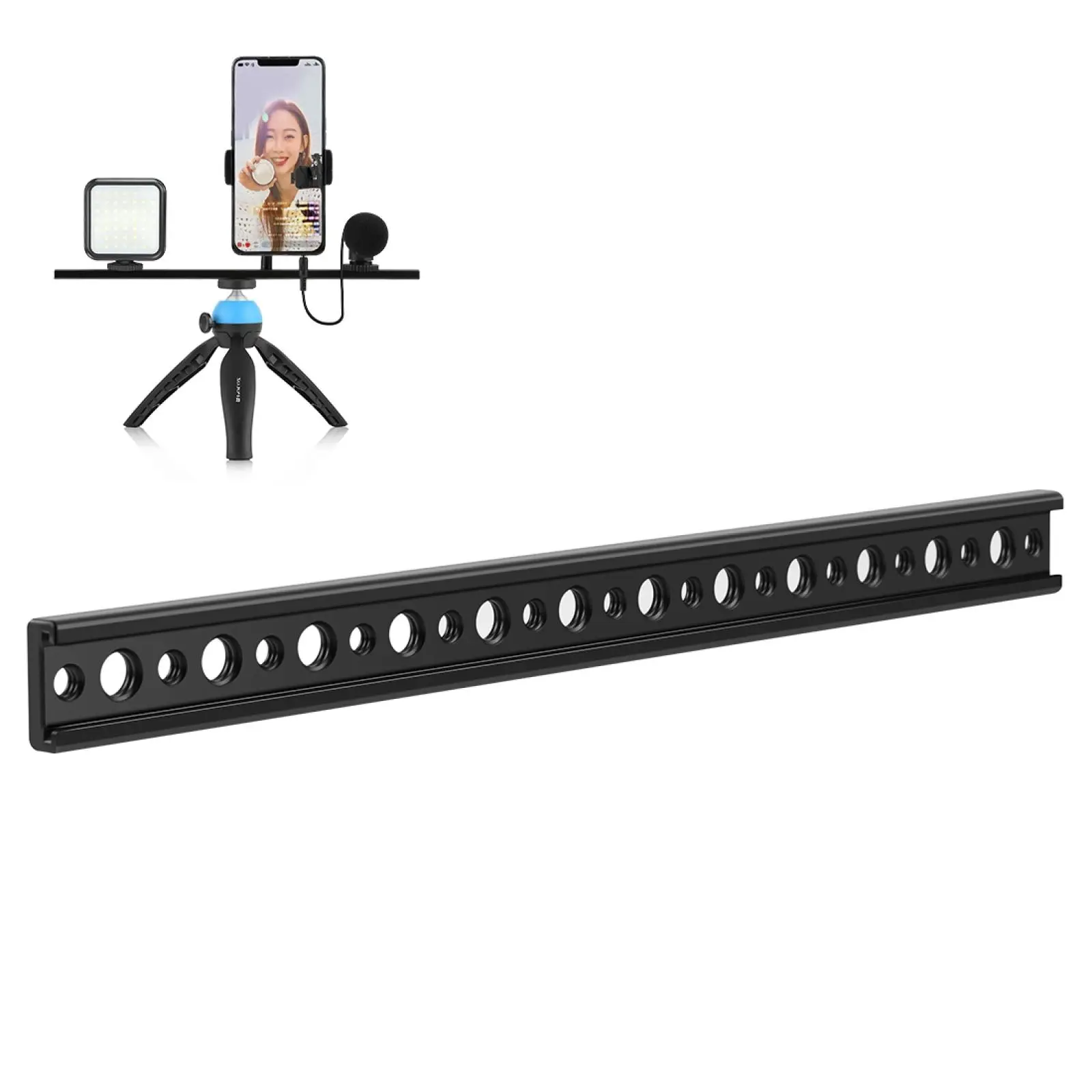 

Flash Light Smartphone Aluminum Alloy Microphone Bracket Bar Extension Rail 1/4 & 3/8 Mount Cold Shoe