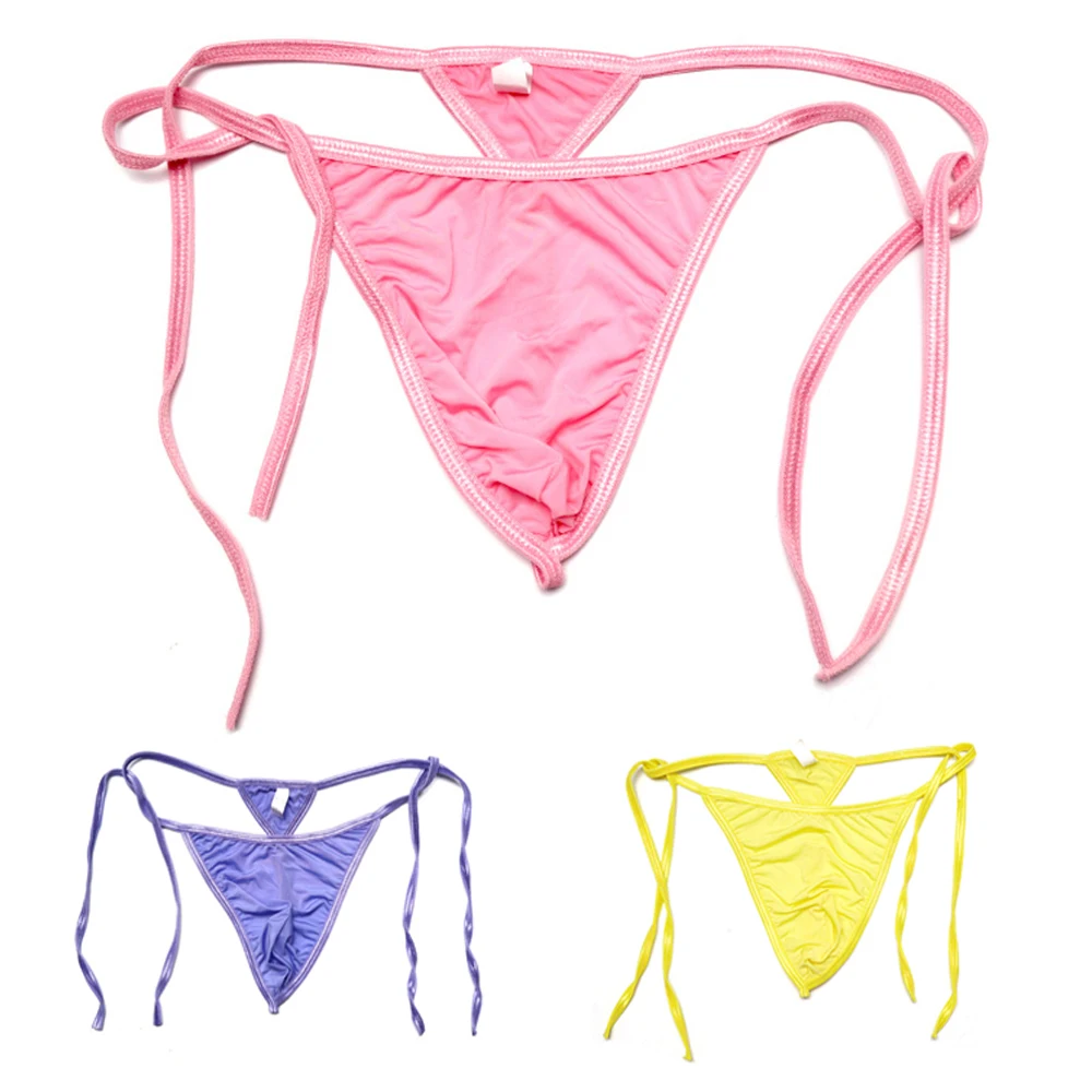 

Men Elastic Sexy T-Panties Lacing Breathable Backless Thong Briefs Breathable Low Rise Underwear Underpants Adjustable Waist