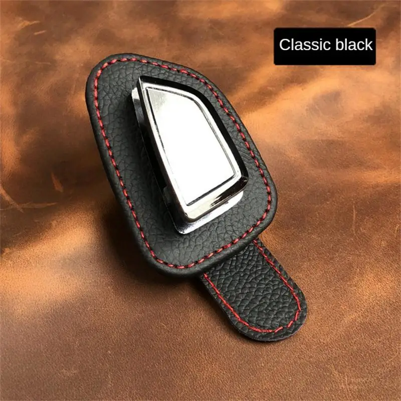 

Exquisite Leather Carbon Fiber Clip General Ticket Clip Fashionable Durable Strong Elasticity Car Glasses Sunglasses Clip