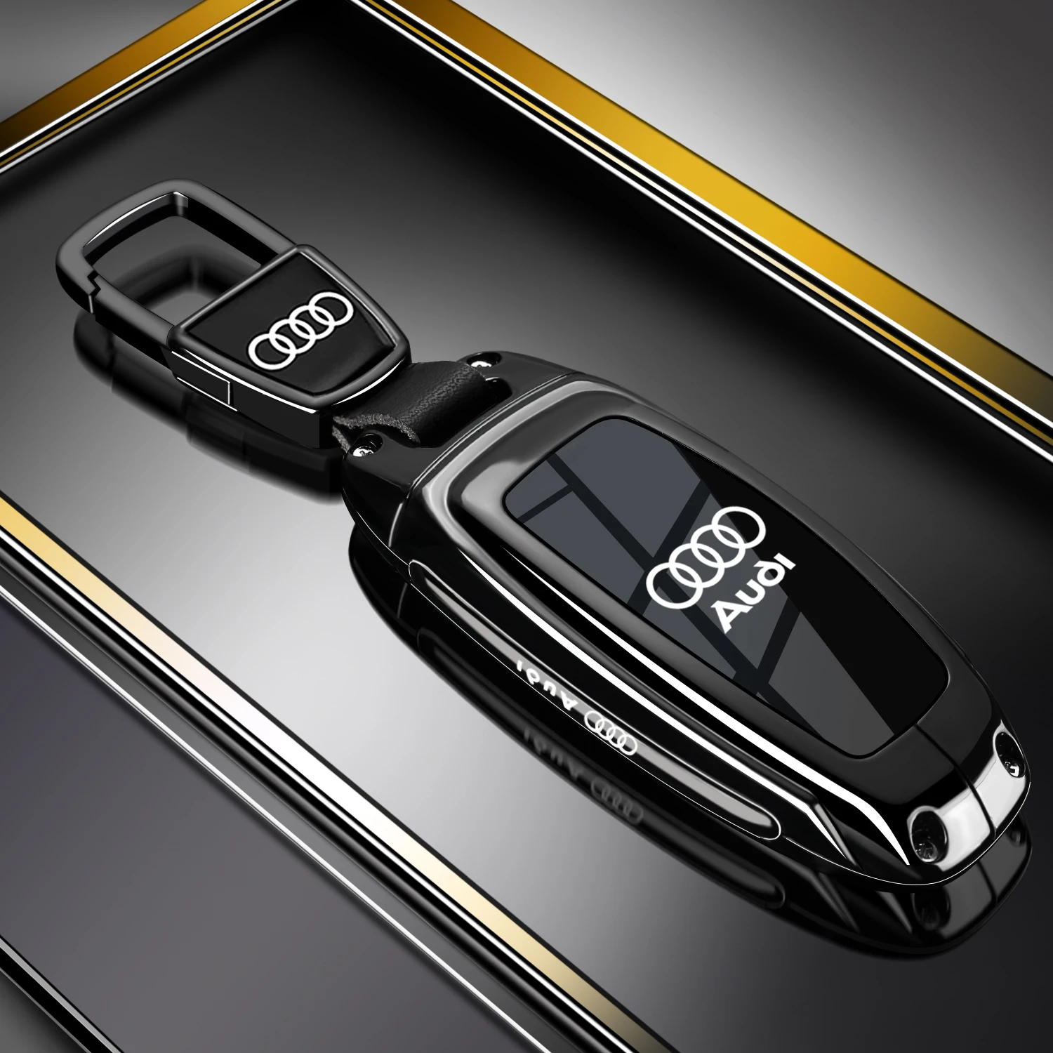 

Мягкий чехол для ключей из цинкового сплава для AUDI A3/A4L/A6/A7/A8/Q3/Q5/Q7 — дымчатый черный/прозрачный