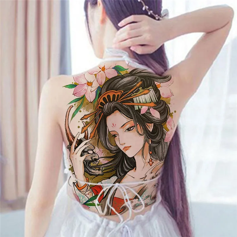 

Waterproof Big Large Full Back Chest Fake Tattoo stickers fish wolf Tiger Dragon temporary flash tattoos cool men women