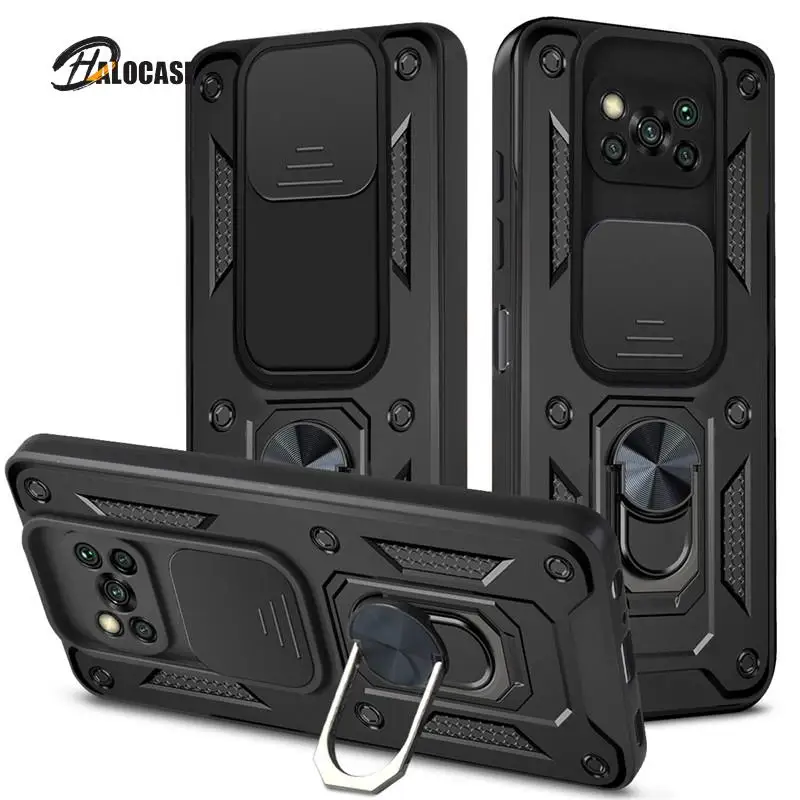 

For Xiaomi Pocophone Poco X3 NFC Case Camouflage Magnetic Car Holder Ring Shockproof Armor Phone Case for Poco X3 Pro Back Cover