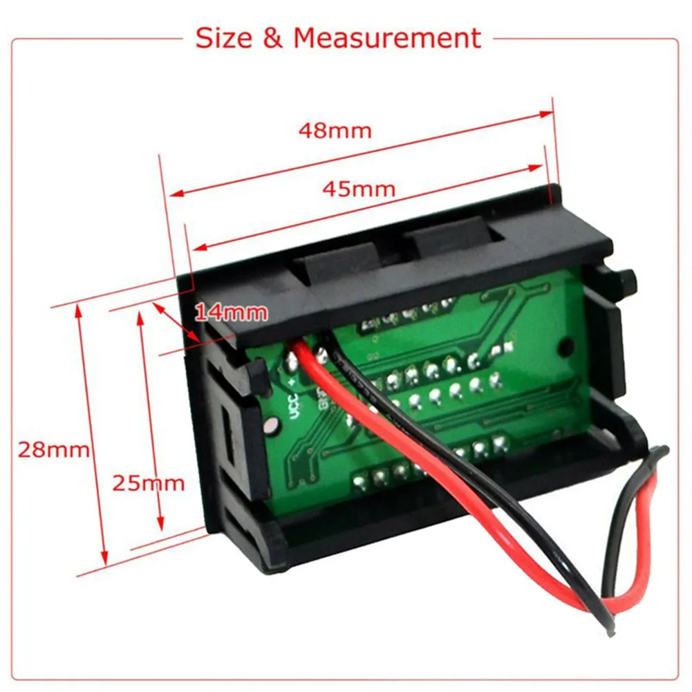 

12V-60V Car Marine Motorcycle LED Digital Voltmeter Voltage Meter Battery Gauge 24V 36V 48V 60V Vehicles Voltmeter