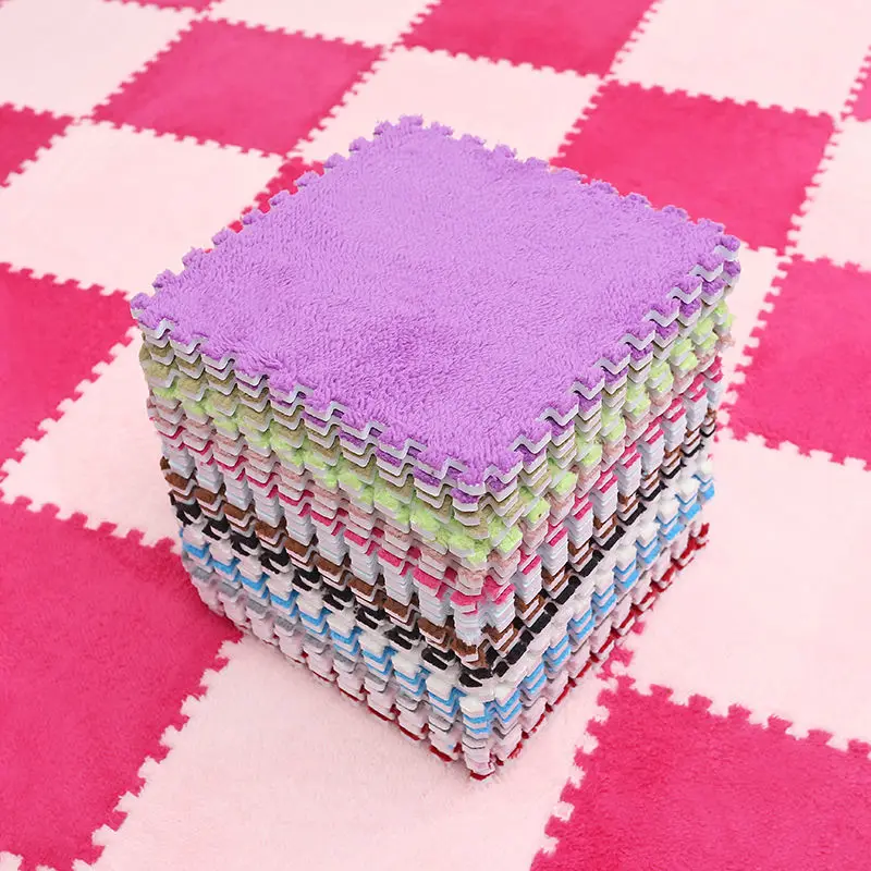 

Plush Carpet Bedroom Splicing Square Thickened Floor Mat Living Room Large Area Full Bed Carpet Balcony Mat Rugs for Bedroom