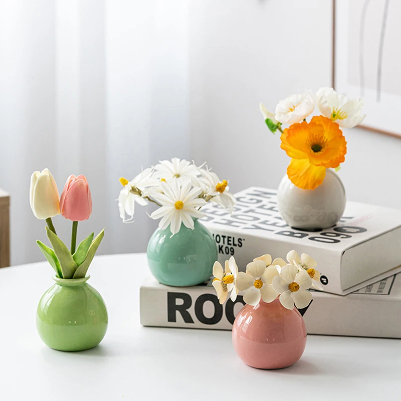 

Ins керамическая ваза, скандинавские цветочные вазы, гидропоника, красочные настольные украшения, креативные рандомные украшения для комнаты, 1 шт.
