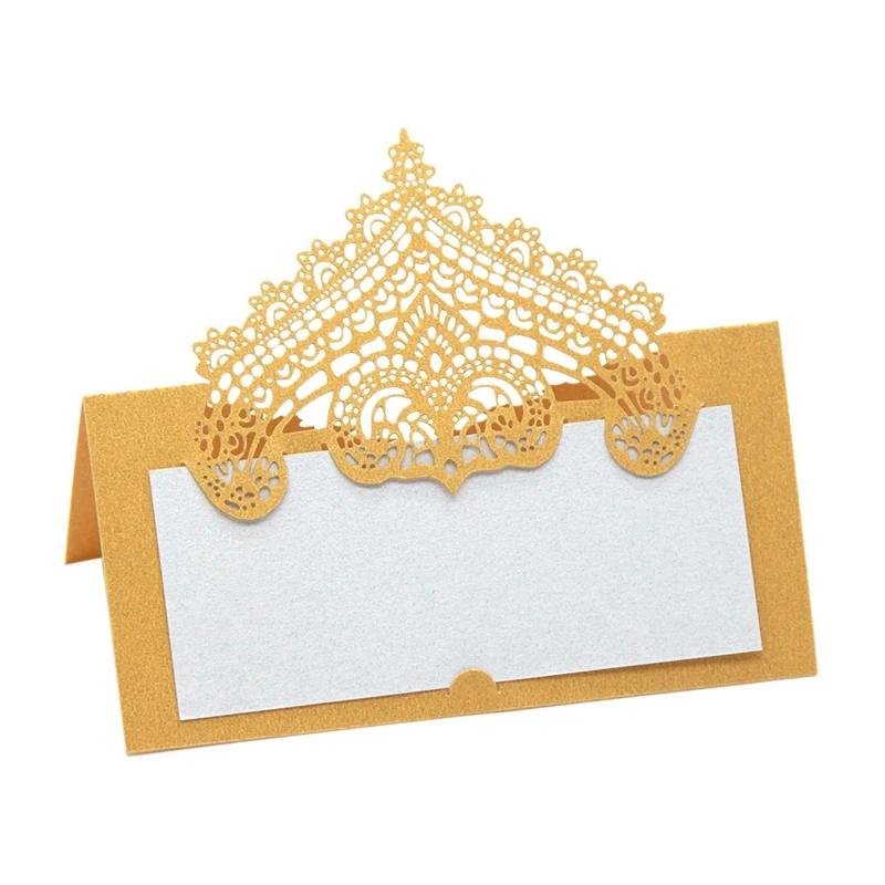 

100 Pcs Table Place Cards with White Inserts Crown Tent Cards Name Cards for Wedding Banquets Buffet Bridal