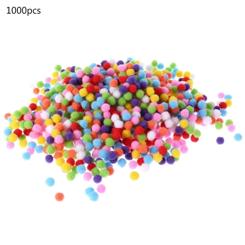

57EE 1000Pcs Soft Round Fluffy Craft PomPoms Ball Mixed Color Pom Poms 10mm DIY Craft