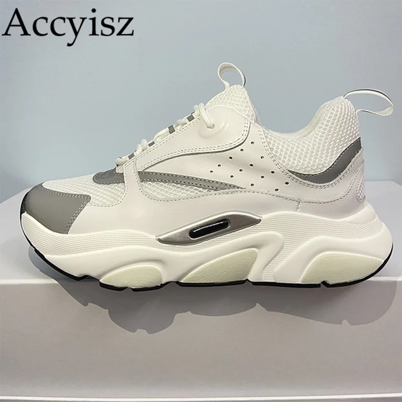 

Кроссовки из натуральной кожи, толстая подошва, плоская подошва, на шнуровке, Повседневная Уличная обувь для прогулок, разноцветные, унисекс, весна