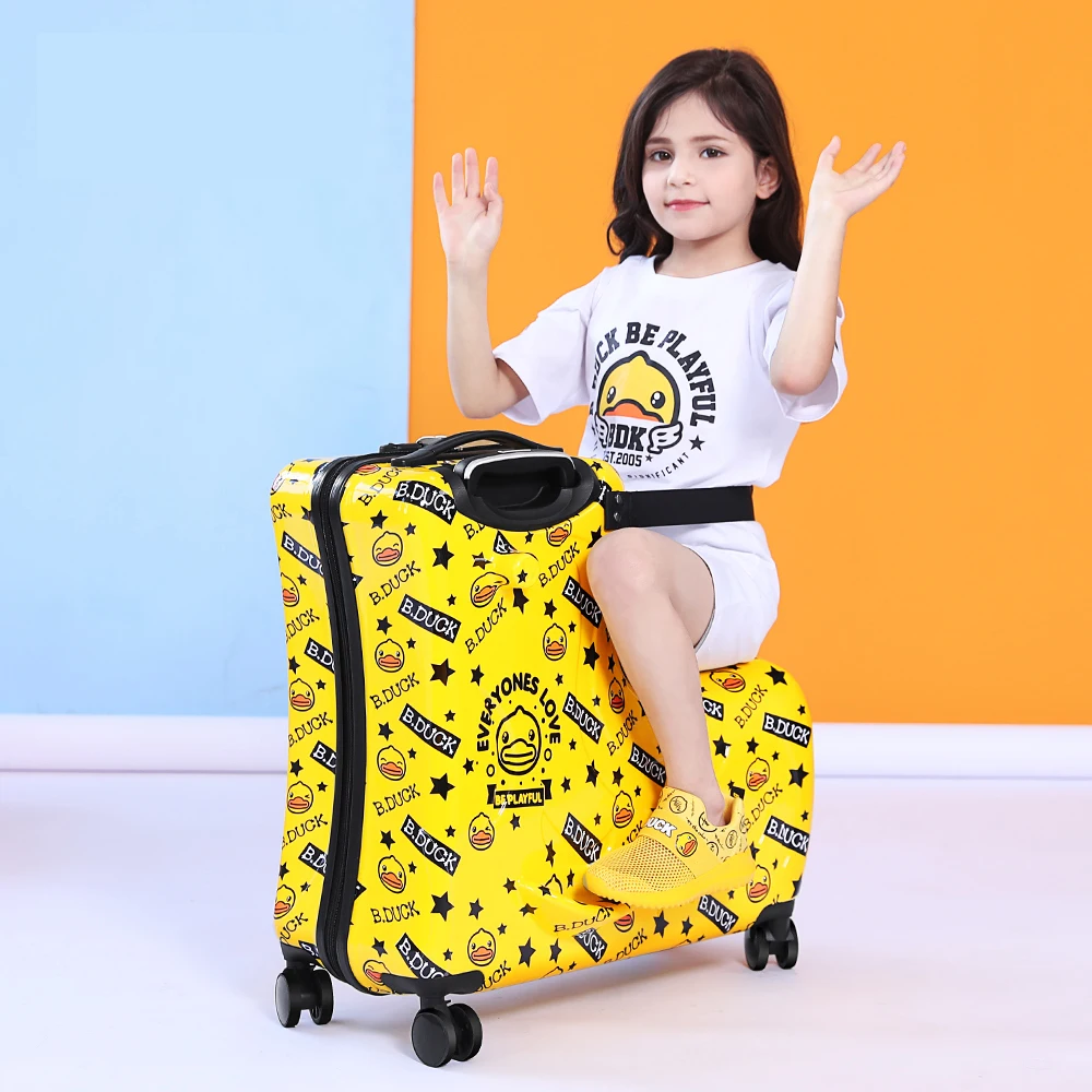 AO WEI LA Travel Suitcases PC Kids' Luggage with Wheels Ride-On Suitcase for Kids Rolling Trolley Case Fits to 1-12 Years Old