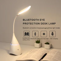 gooseneck desk lamp bluetooth audio night light usb rechargeable dimming eye protection led reading book lamp bluetooth speaker
