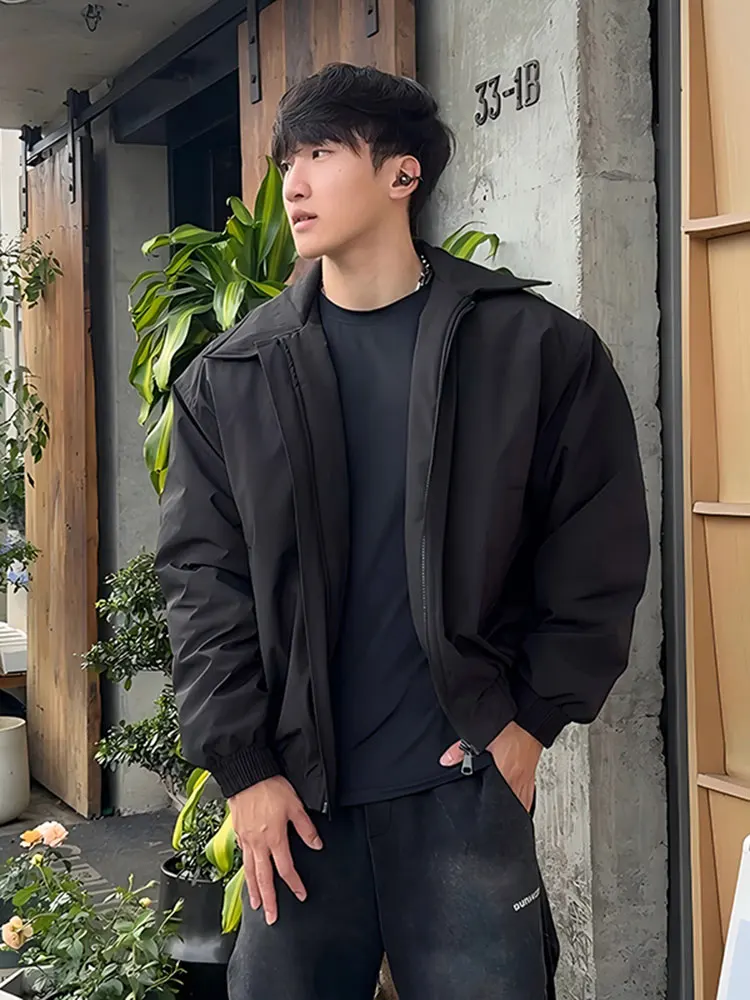 American Sle Short Wide Flight Jacket Cotton-padded jacket Men's Winter Lapel Profile Coach Outerwear Thickened Cargo Baseb...