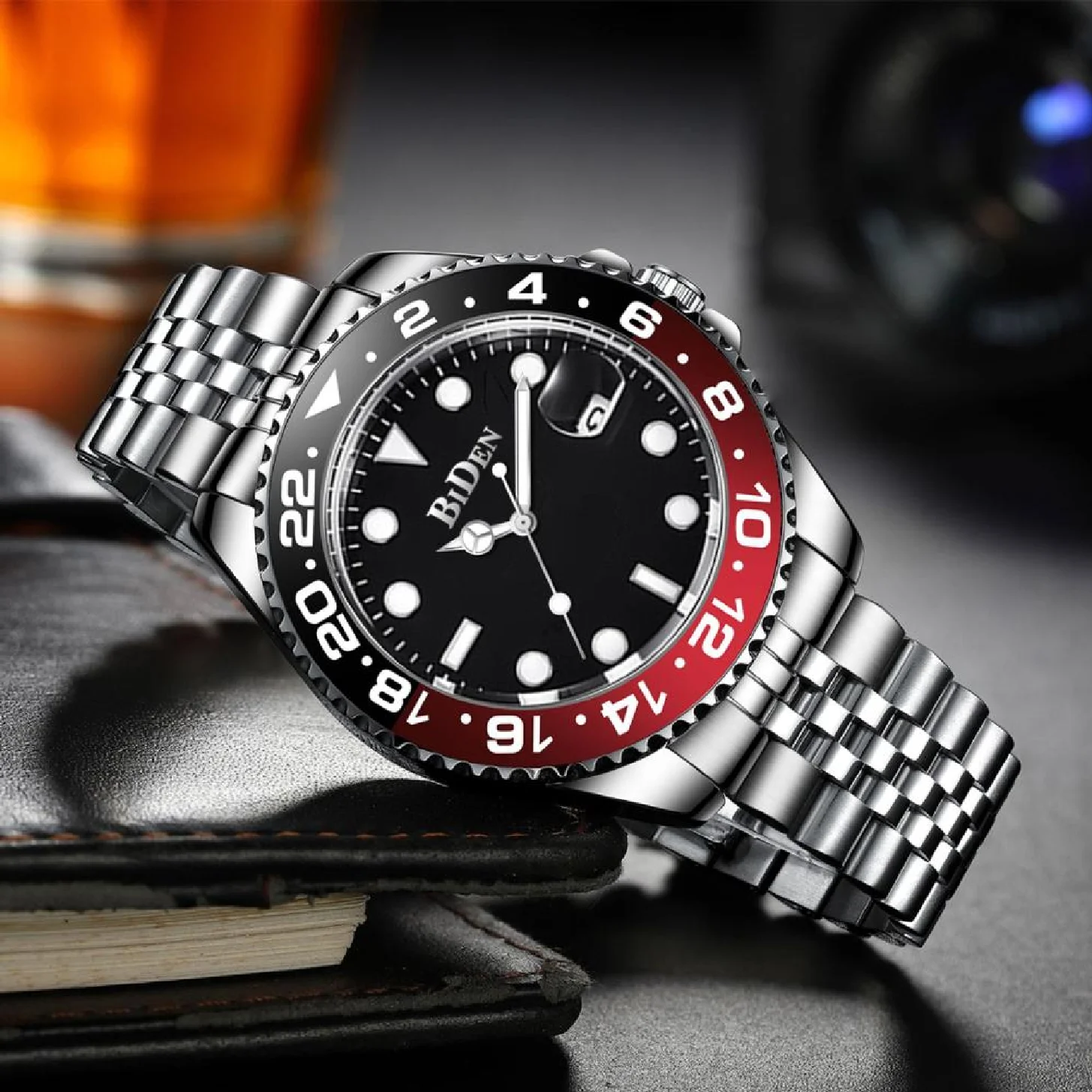 

BIDEN Luxury Brand Men Quartz Watch Full Stainless Steel Calendar Clocks Watches For Male Waterproof Clocks Gifts montre homme
