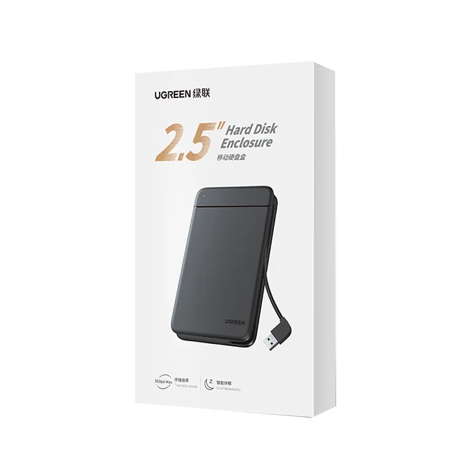 Ugreen USB a Корпус внешнего жесткого диска 2,5 дюйма Быстрая скорость 5 Гбитс Поддержка жесткого диска SATA SSD 2,5 дюйма до 14 ТБ (art.: 3920d15d585fc) - 3920d15d585fc