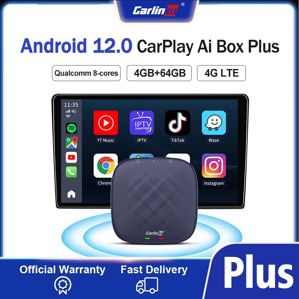 Carlinkit CarPlay Ai Box Android 12 CarPlay Wireless Android Auto 4+64G Qualcomm 6125 Smart Android Car TV Box For Volvo VW Kia