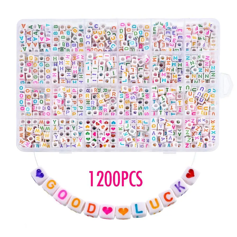 

1200pcs 6mm Square Letter Acrylic Beads for Bracelet Necklace Accessories
