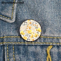 yellow field flowers printed pin custom funny brooches shirt lapel bag cute badge cartoon enamel pins for lover girl friends