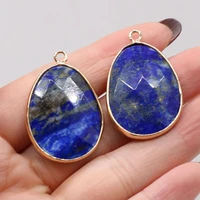 natural stone lapis lazuli pendants water drop gold plated quartzs for tribal jewelry making diy women necklace accessories