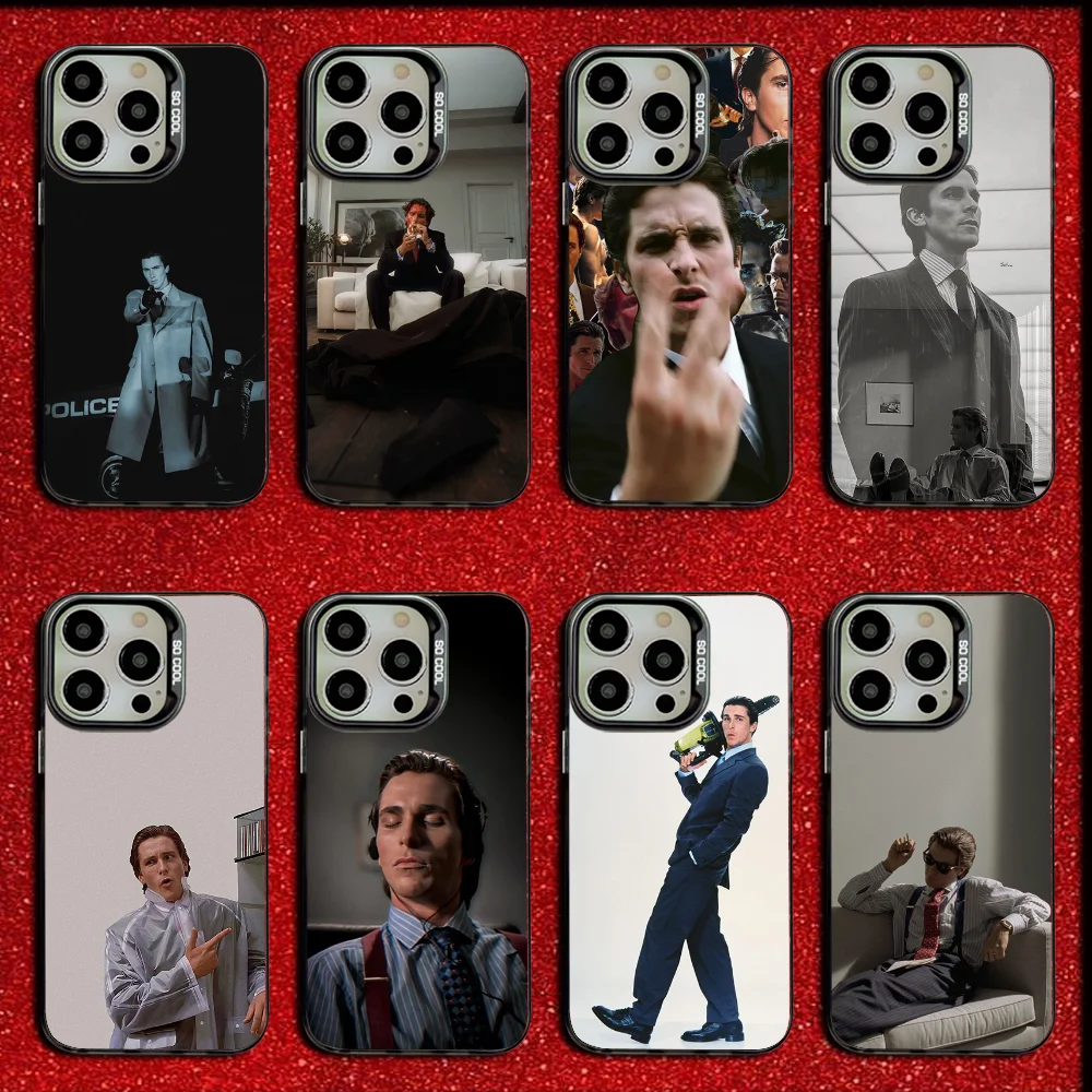 Чехол для телефона P-Patrick C-Christian Bale iPhone 16 15 14 13 12 11 Mini Pro MAX Grey Drop матовый