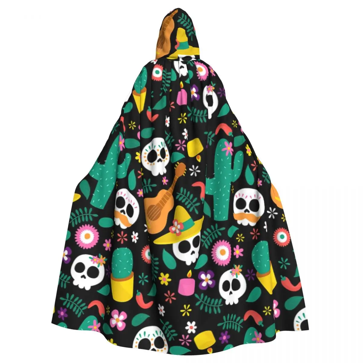 

Sugar Skull Calavera Floral Gift For Mexican Hooded Cloak Halloween Party Cosplay Woman Men Adult Long Witchcraft Robe Hood