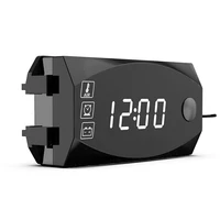 3 in 1 digital time clock thermometer voltage voltmeter led display motorcycle ip67 waterproof tester for car boat