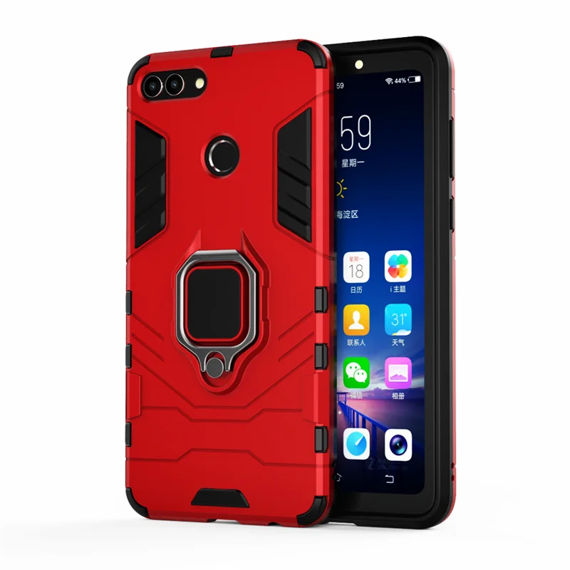 

Shockproof Armor Case For Huawei Y9 2018 Case Ring Holder Stand Phone Back Cover For Huawei Y9 2018 Enjoy 8 Plus FLA-LX1 Coque