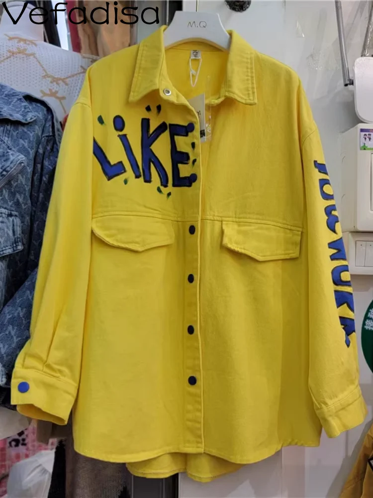 

Vefadisa 2023 Autumn New Women Small Denim Jacket Blouse Fashion Denim Denim Jacket Personalized Coat Matching Girl Top ZY1795