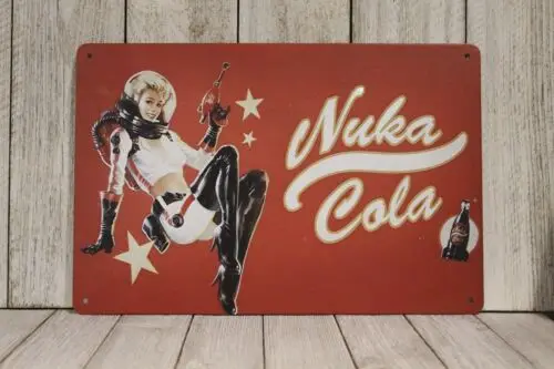Nuka Cola жестяная металлическая вывеска плакат винтажный деревенский вид Fallout