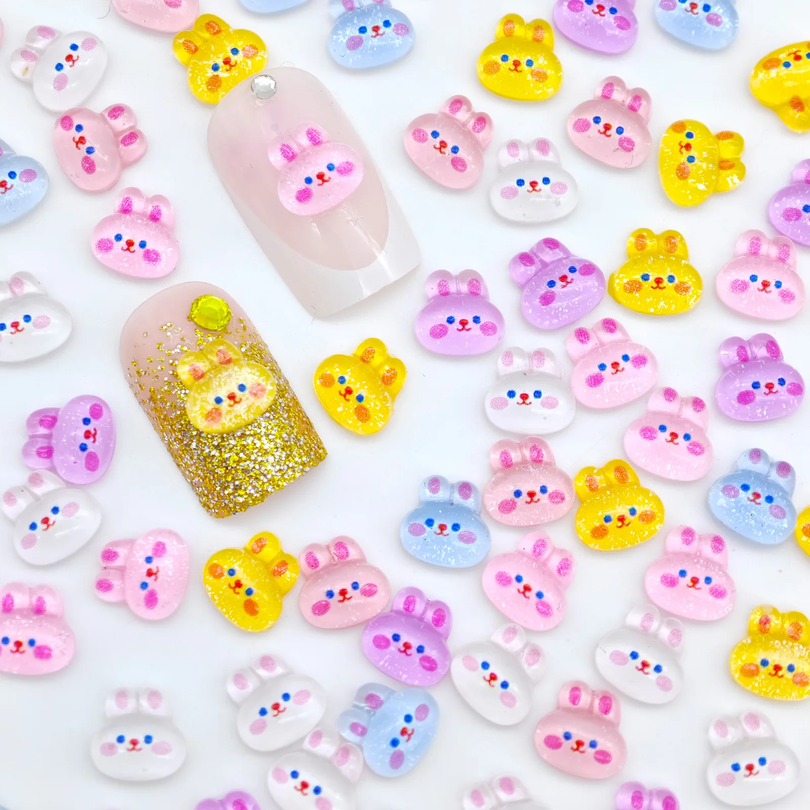 30 шт. подвески для ногтей в виде кролика из смолы