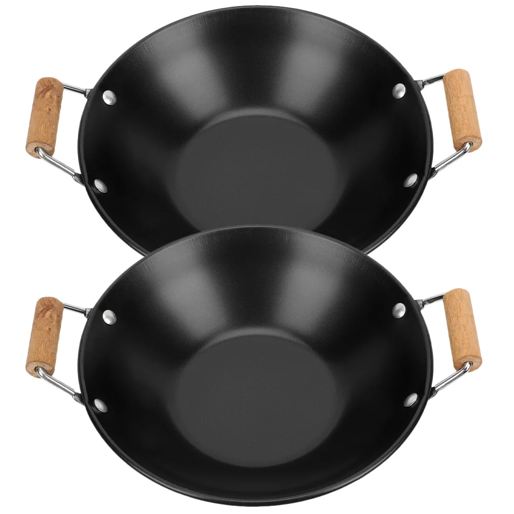 

Pan Wok Pot Cooking Stir Fry Grilling Stainless Skillet Kitchen Bottom Flat Seafood Sauce Pots Metal Stovetop Steel Pasta Cooker