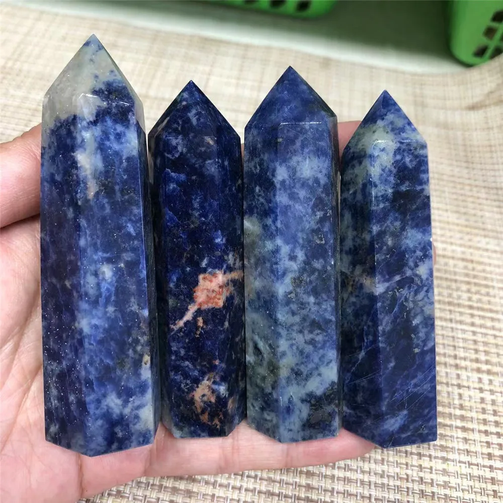 

1PC Natural Sodalite Crystal Point Healing Stone Quartz Tower Obelisk Wand Ornaments DIY Gift