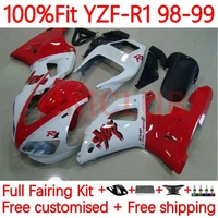 oem body for yamaha yzf1000 yzf r1 r 1 1000 yzf r1 yzf 1000 white red blk yzfr1 1998 1999 1000cc 98 99 injection fairing 99no 32