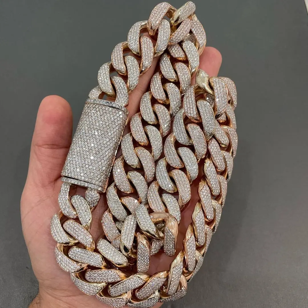 Роскошная кубинская цепь Майами с бриллиантами на заказ 4 ряда