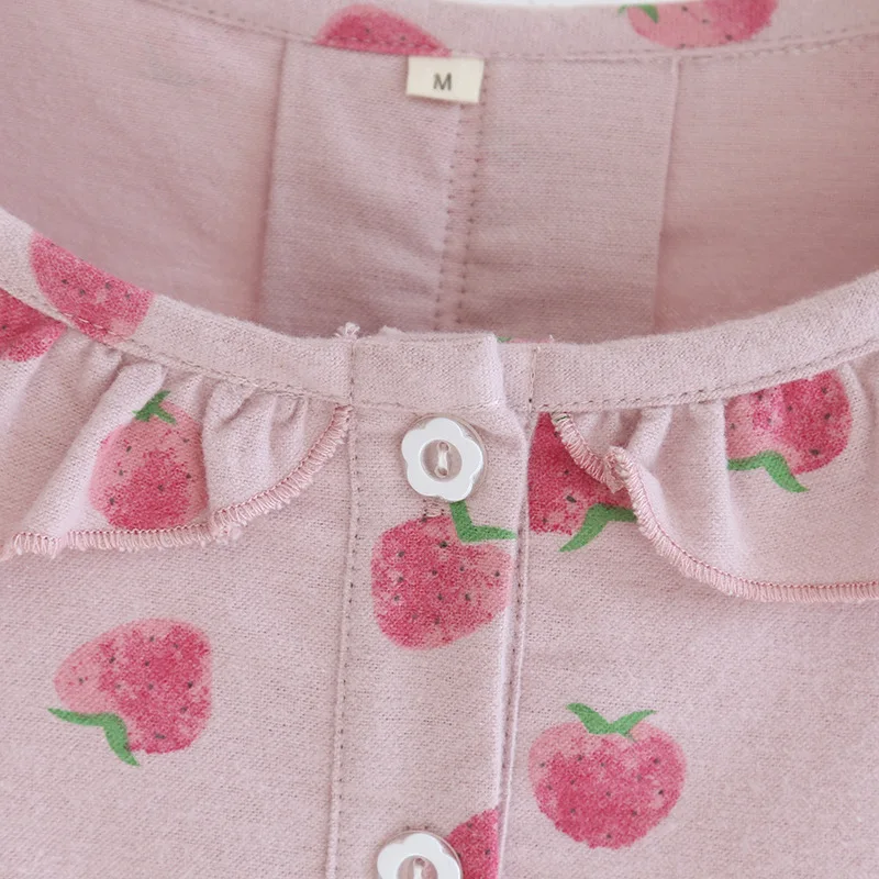 Spring and Autumn New Ladies Long Skirt 100% Cotton Knitted Cute Cartoon Nightdress Round Neck Sweet Long Sleeve Skirt Homewear