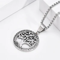 european and american fashion creative tree of life necklace geometric irregular round hollow pendant diy jewelry accessories