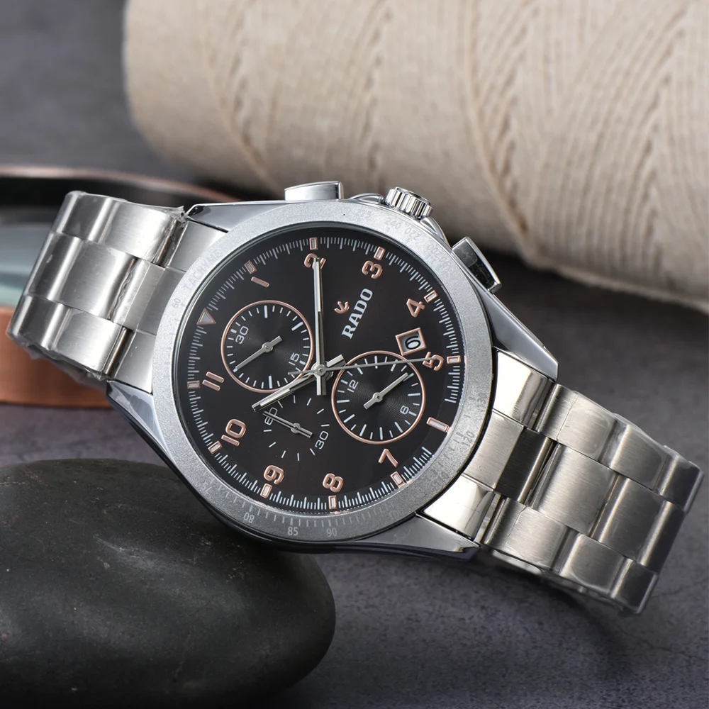 AAA Rado Original Brand Watches For Mens Luxury Multifunction Automatic Date Watch Business Full Steel Chronograph Hot Clocks