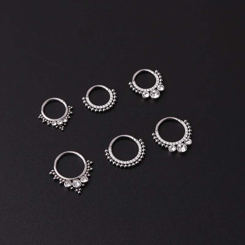 

Piercing Nose Ring Titanium G23 Hoop Zircon Hinged Daith Earrings Nose Septum Helix Tragus Conch Piercing Body Jewelry Goth 16G